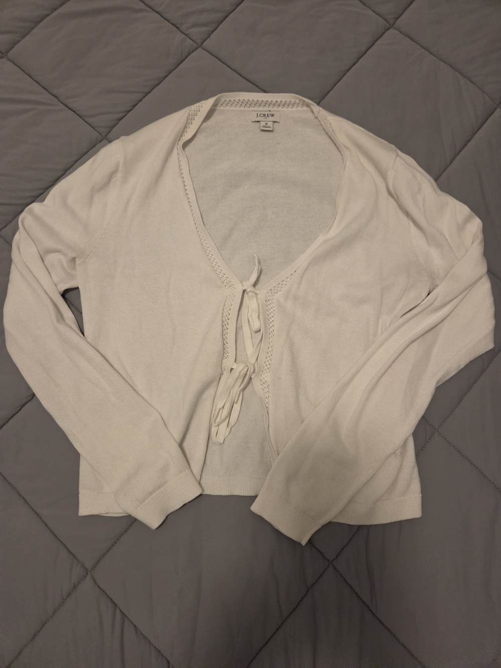 J. Crew Factory Cream Tie-Front Women's Cardigan